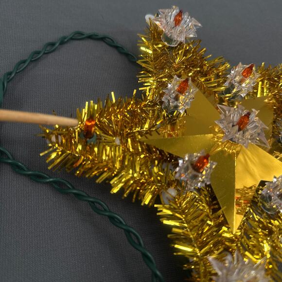 VTG J. Hofert Tree Top 11 Light Gold Star Christmas Topper Indoor Tinsel Kitschy - Picture 16 of 16